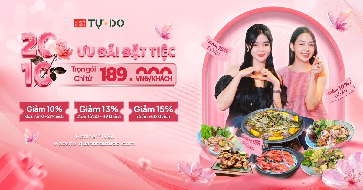 Thông tin chương tình ưu đãi 20/10cuar hệ thống quán Nhậu Tự Do
