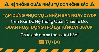 Tạm Dừng Phục Vụ Và Nhận Bàn Đặt Ngày 07/09/2024