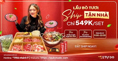 Ship Lẩu Bò Tươi tận nhà ‼️ Chỉ 549K/set ‼️ Tặng nồi lẩu 2 ngăn trị giá 150K ‼️ Tặng 2 lon coca